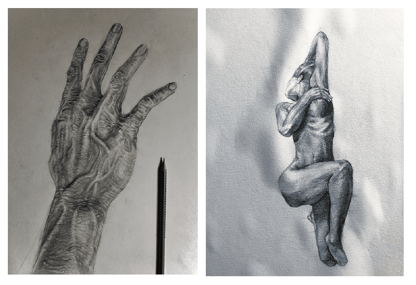 Graphit-Studien: Hand und Akt