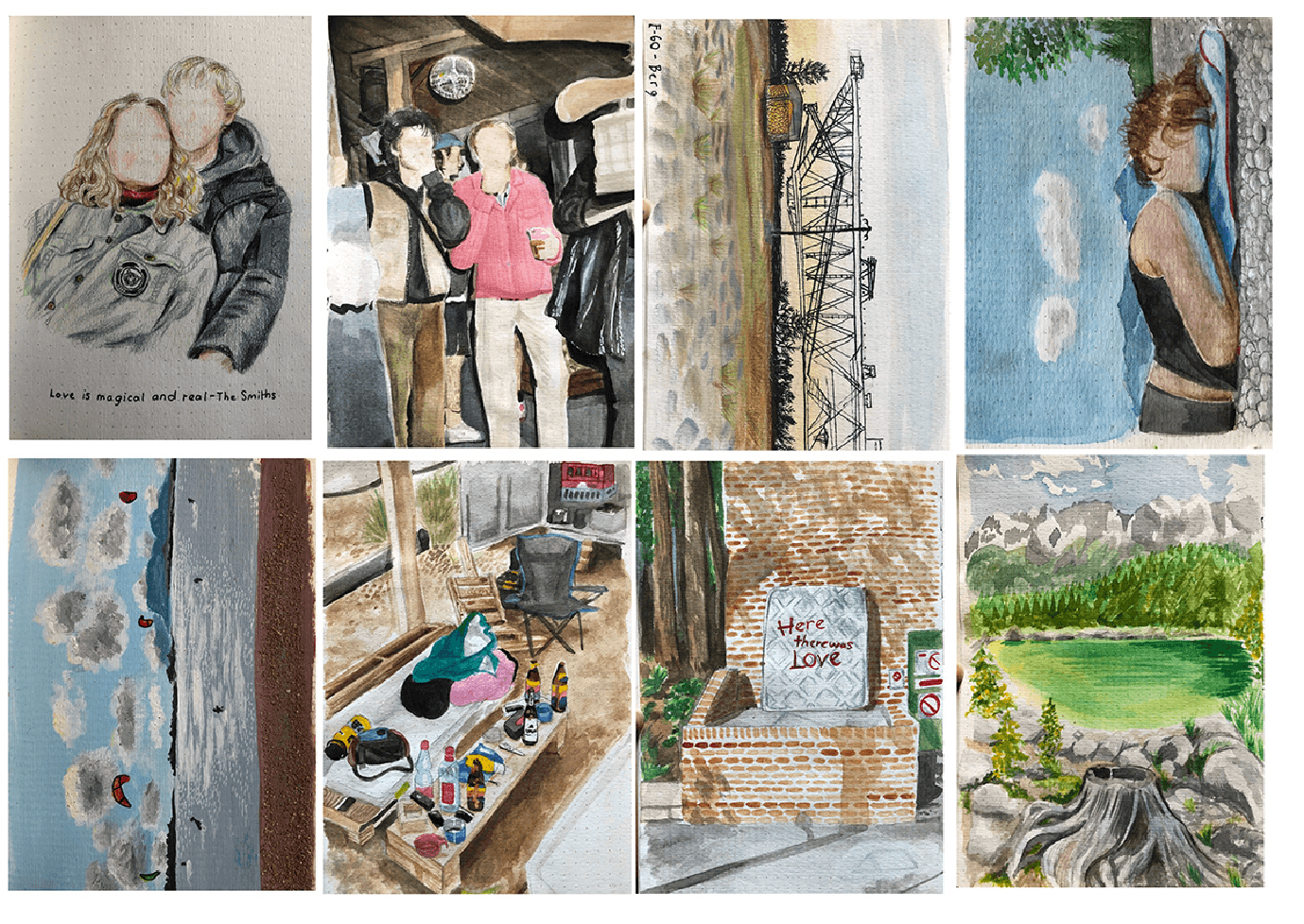 Aquarell-Seiten aus Reiseskizzenbüchern